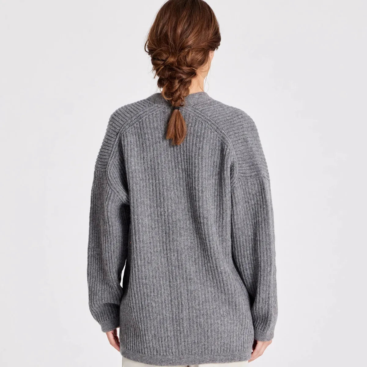Mette Cardigan - 100% Lambswool - Grafiti Grey Melange