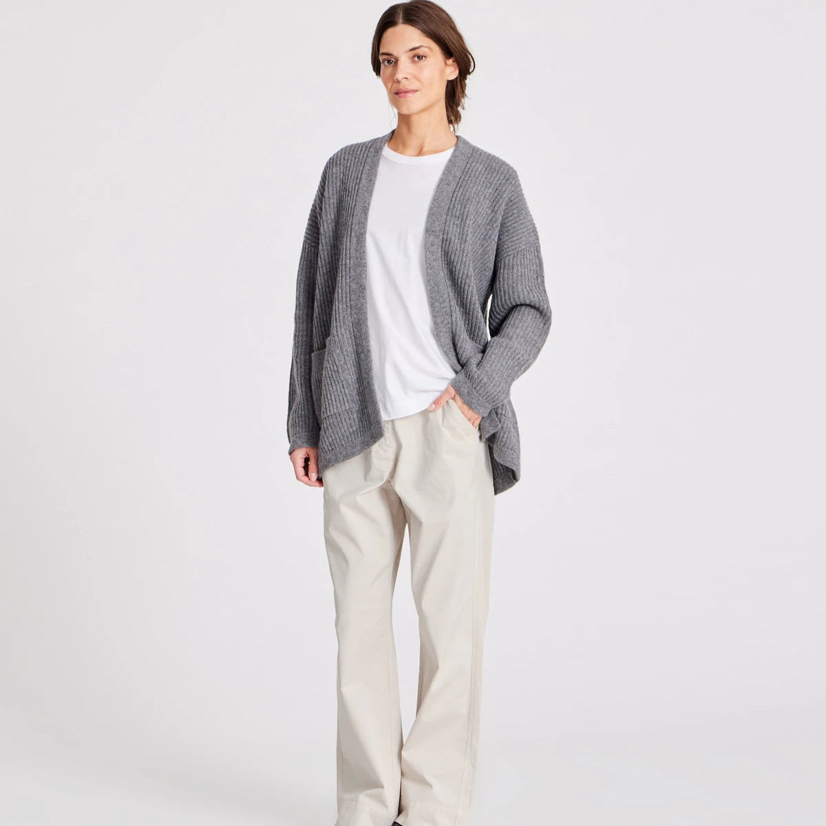 Mette Cardigan - 100% Lambswool - Grafiti Grey Melange
