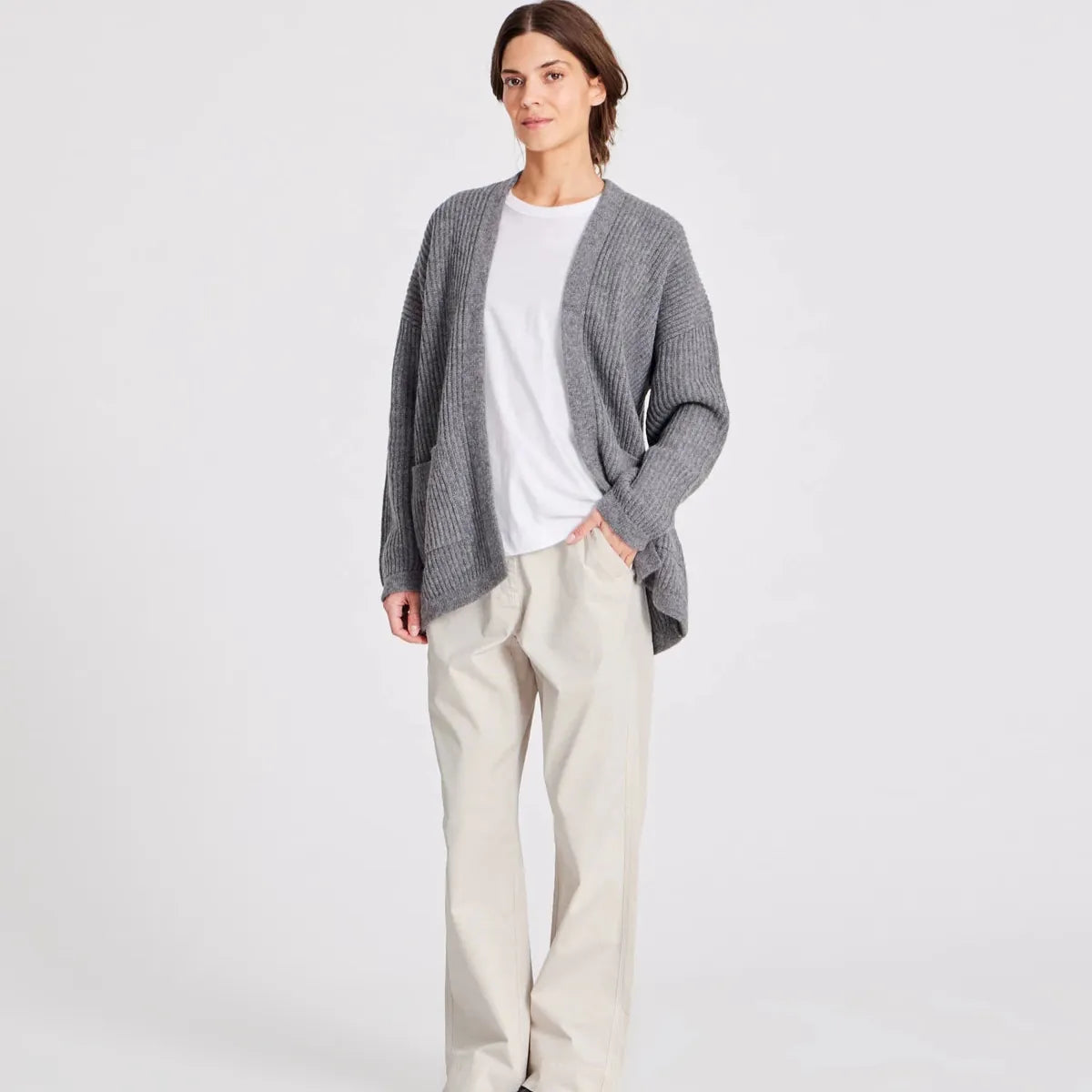 Mette Cardigan - 100% Lambswool - Grafiti Grey Melange