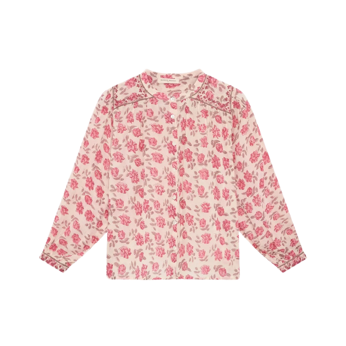 Maison Hotel bluse med rosa blomsterprint og løs boheme pasform