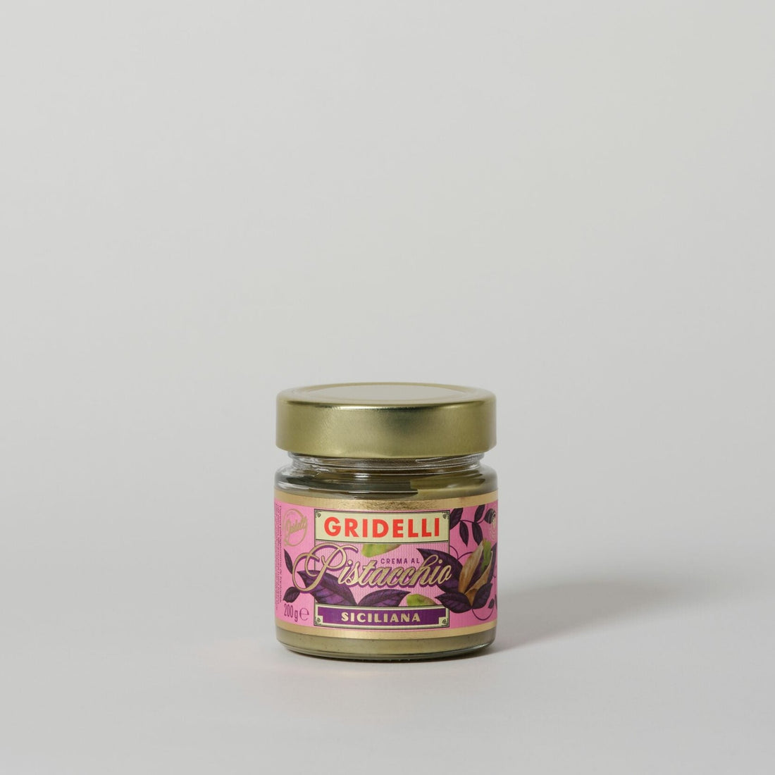 Sød og silkeblød pistacie creme fra Sicilien. Et af Gridellis mest elskede produkter, som desuden er helt fri for palmeolie.