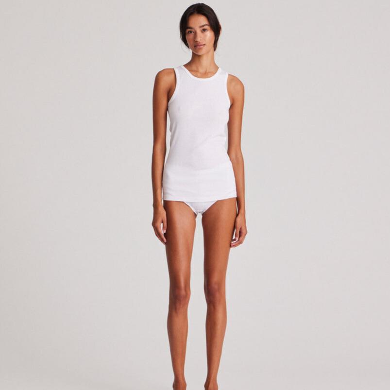 Alberte 1x1 Rib Top - Øko Bomuld - White