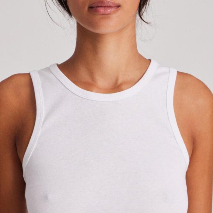 Alberte 1x1 Rib Top - Øko Bomuld - White