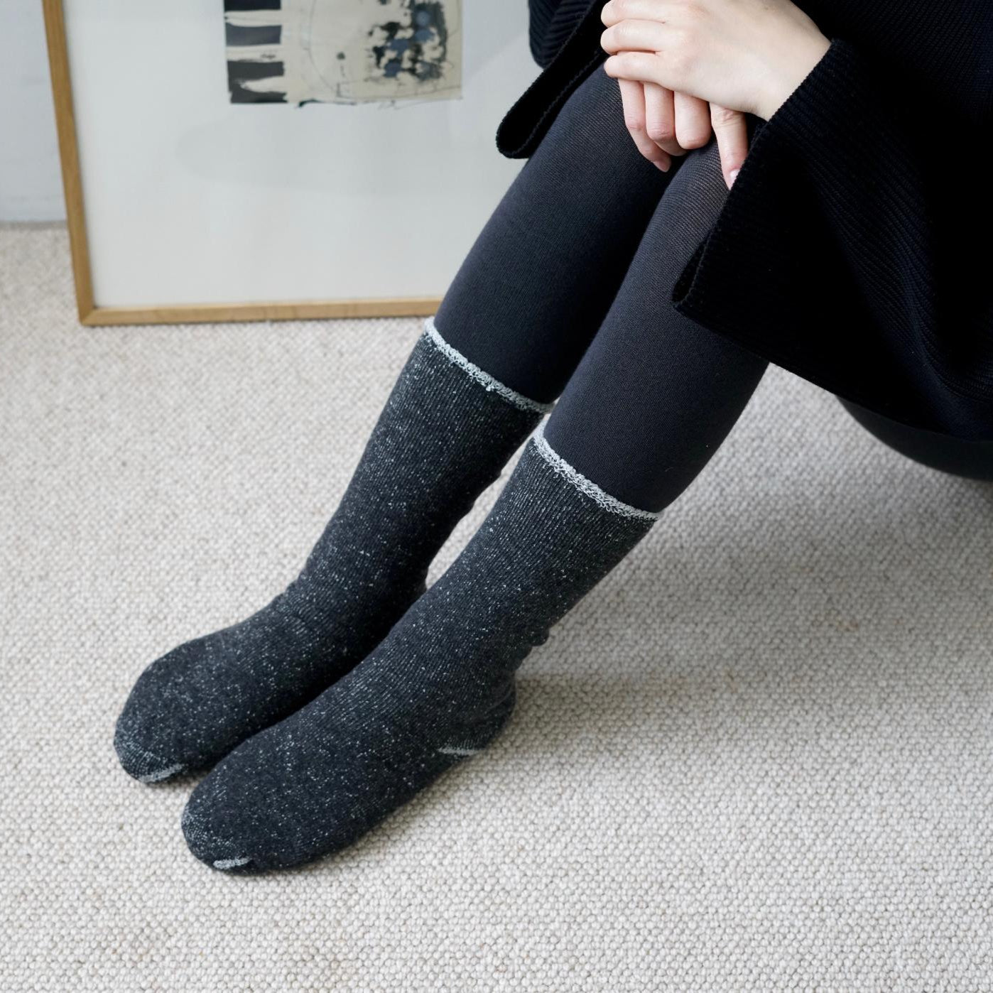 Strømper - Cotton Wool Pile - Charcoal (HK0109)