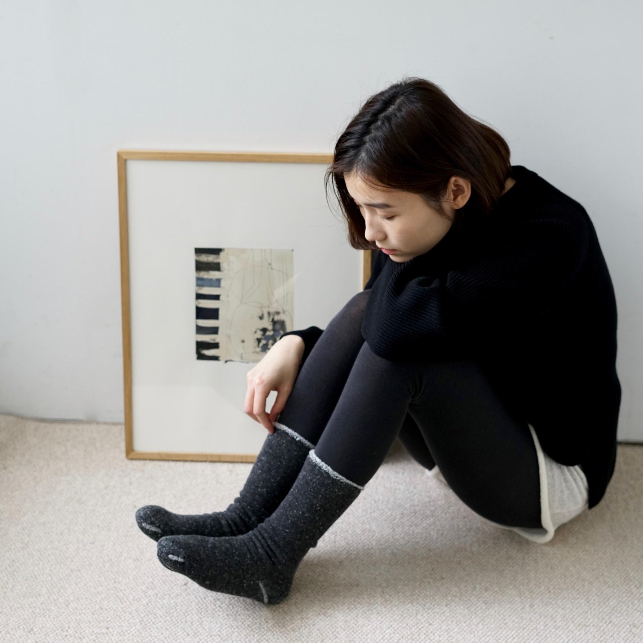 Strømper - Cotton Wool Pile - Charcoal (HK0109)