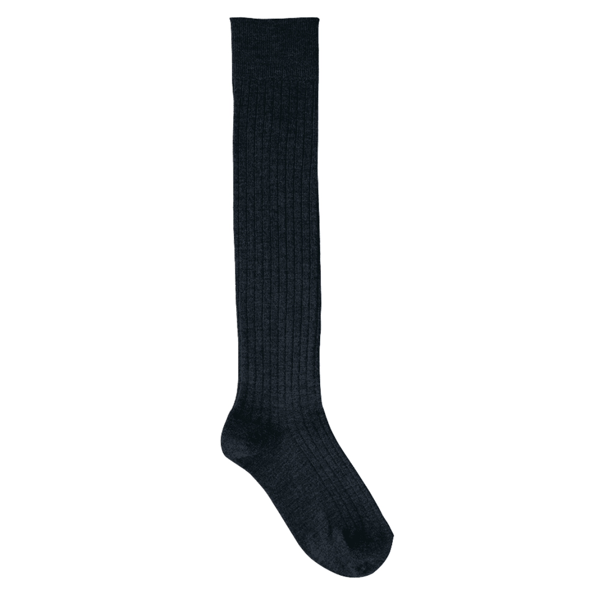 Høje Strømper - Merino Wool Ribbed - Charcoal (HK0116)