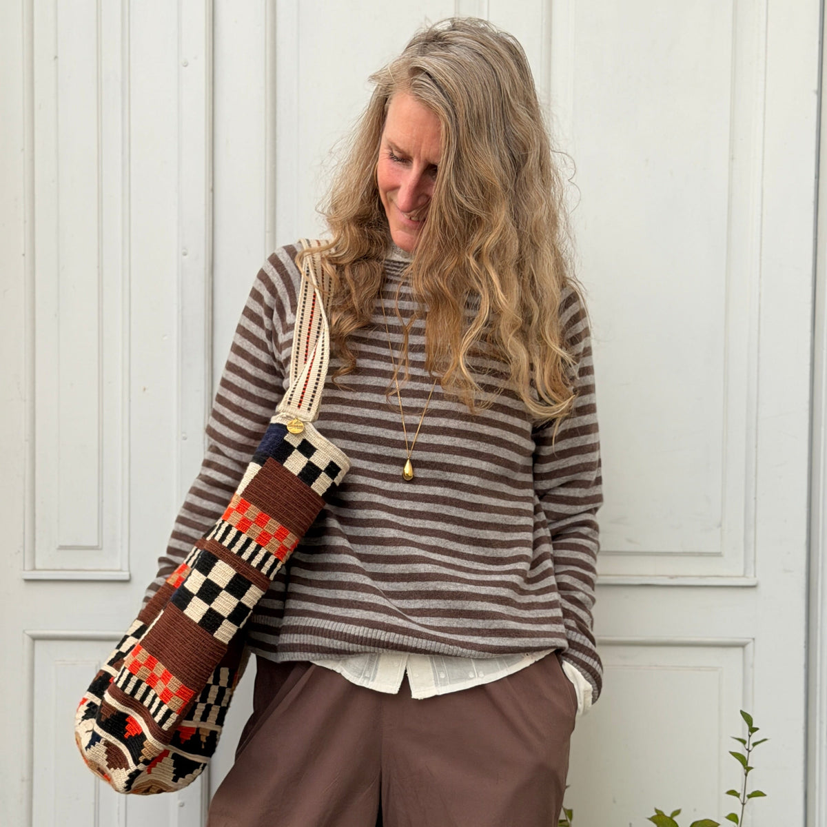 Gertrud Strik - 100% Øko Lambswool - Striped Grey / Brown