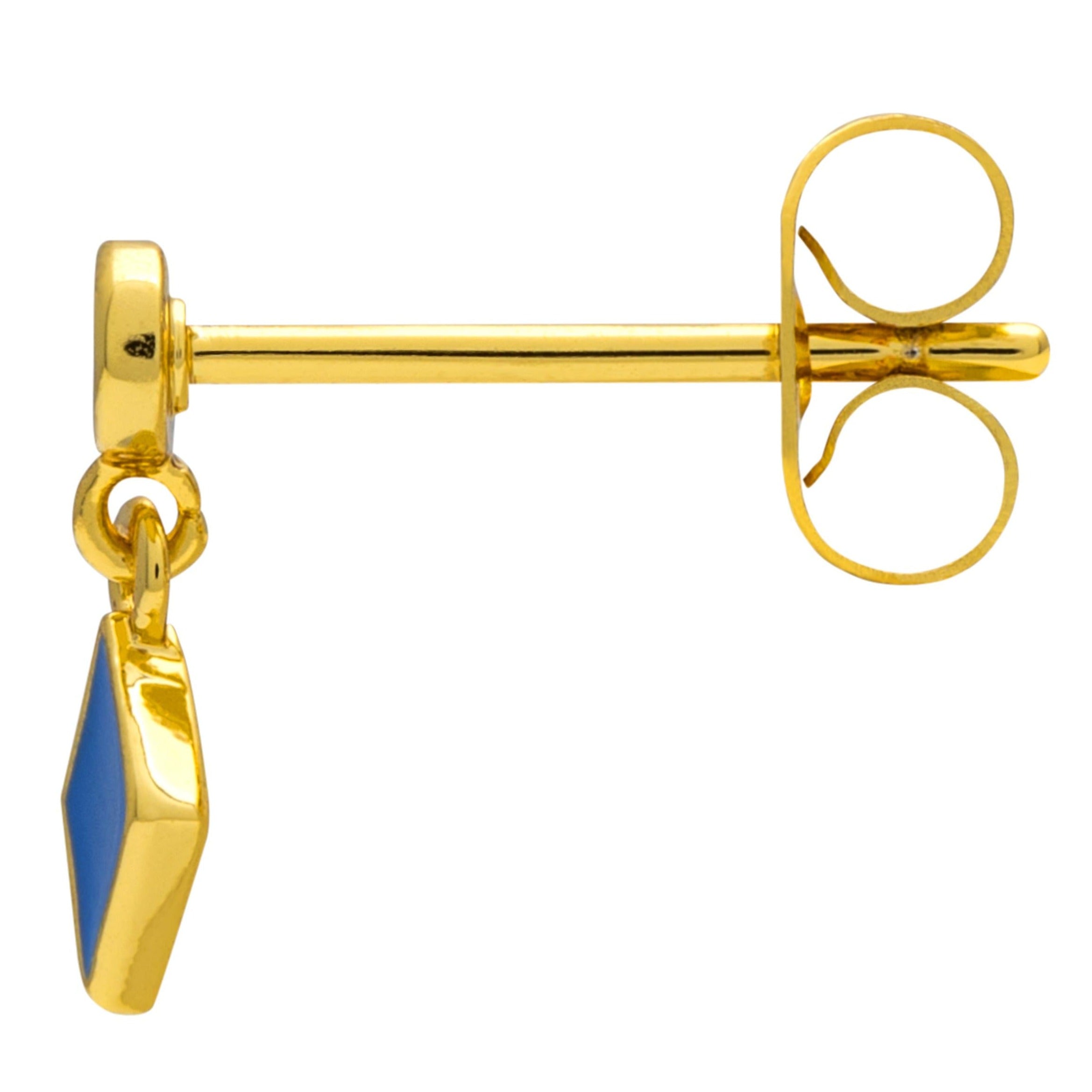 Ørestik/ørering fra LULU CPH i guld som er formet som et konfetti stykke i blå