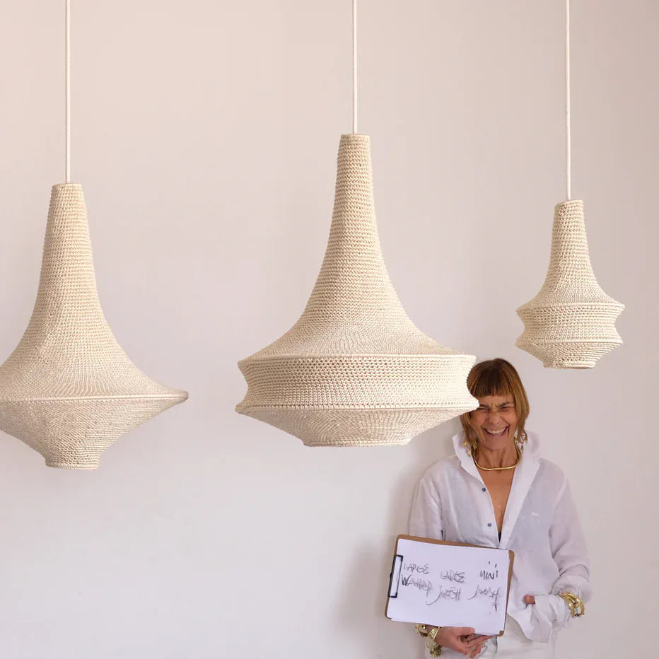 Large Joosh Hæklet Loftslampe - Beige