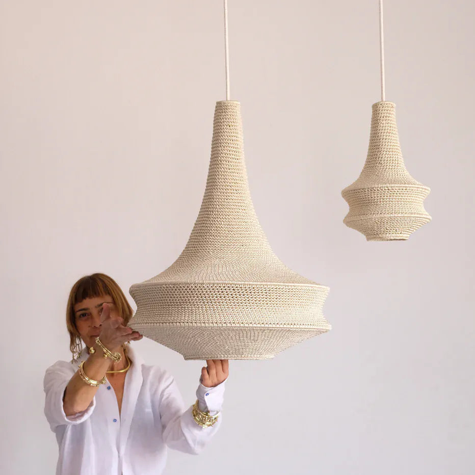 Large Joosh Hæklet Loftslampe - Beige