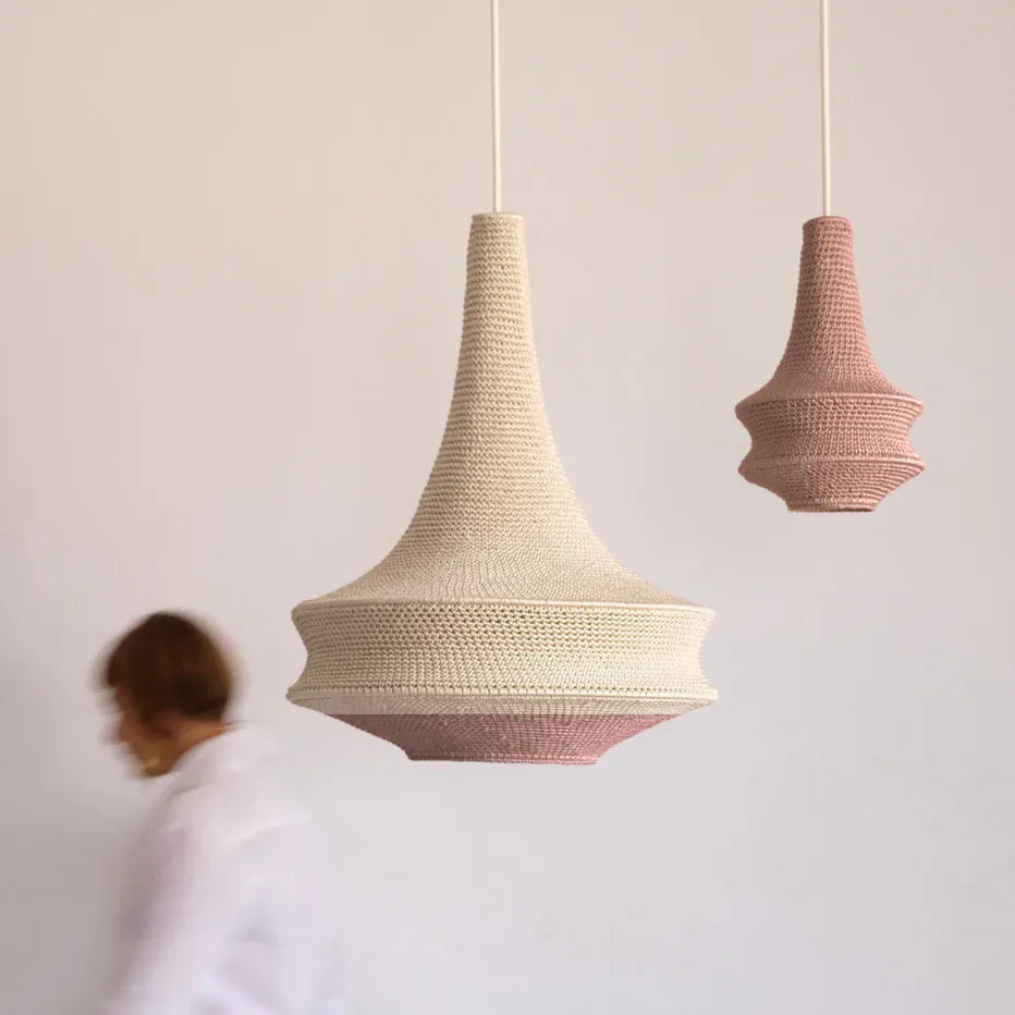 Large Joosh Hæklet Loftslampe - Beige