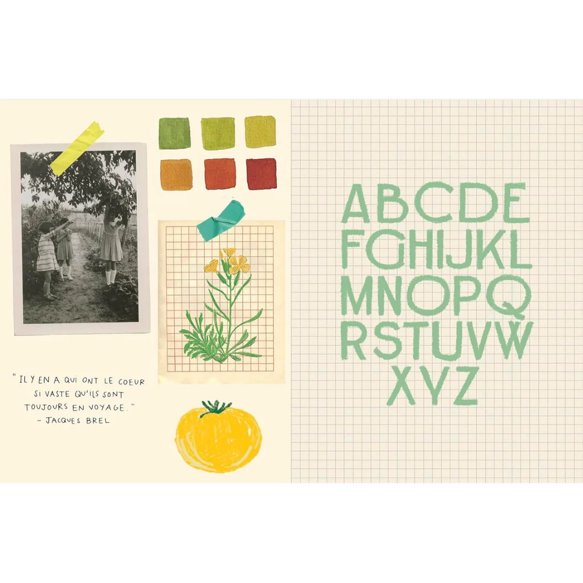 Fransk sticker book med botaniske og naturinspirerede klistermærker