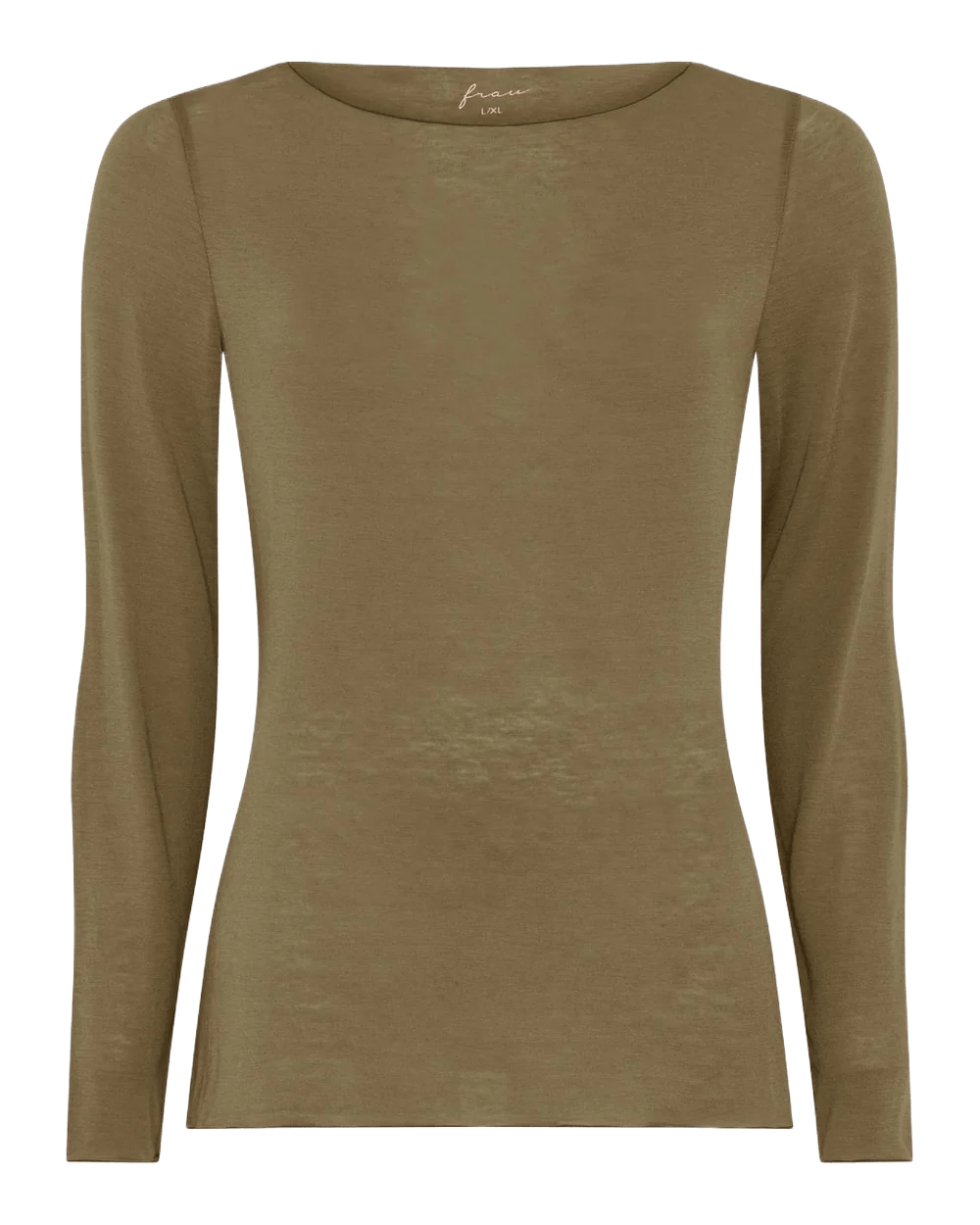 Langærmet top fra Frau i farven Millitary Olive. Toppen er i cashmere.