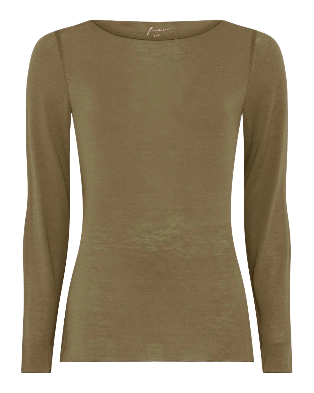 Langærmet top fra Frau i farven Millitary Olive. Toppen er i cashmere.