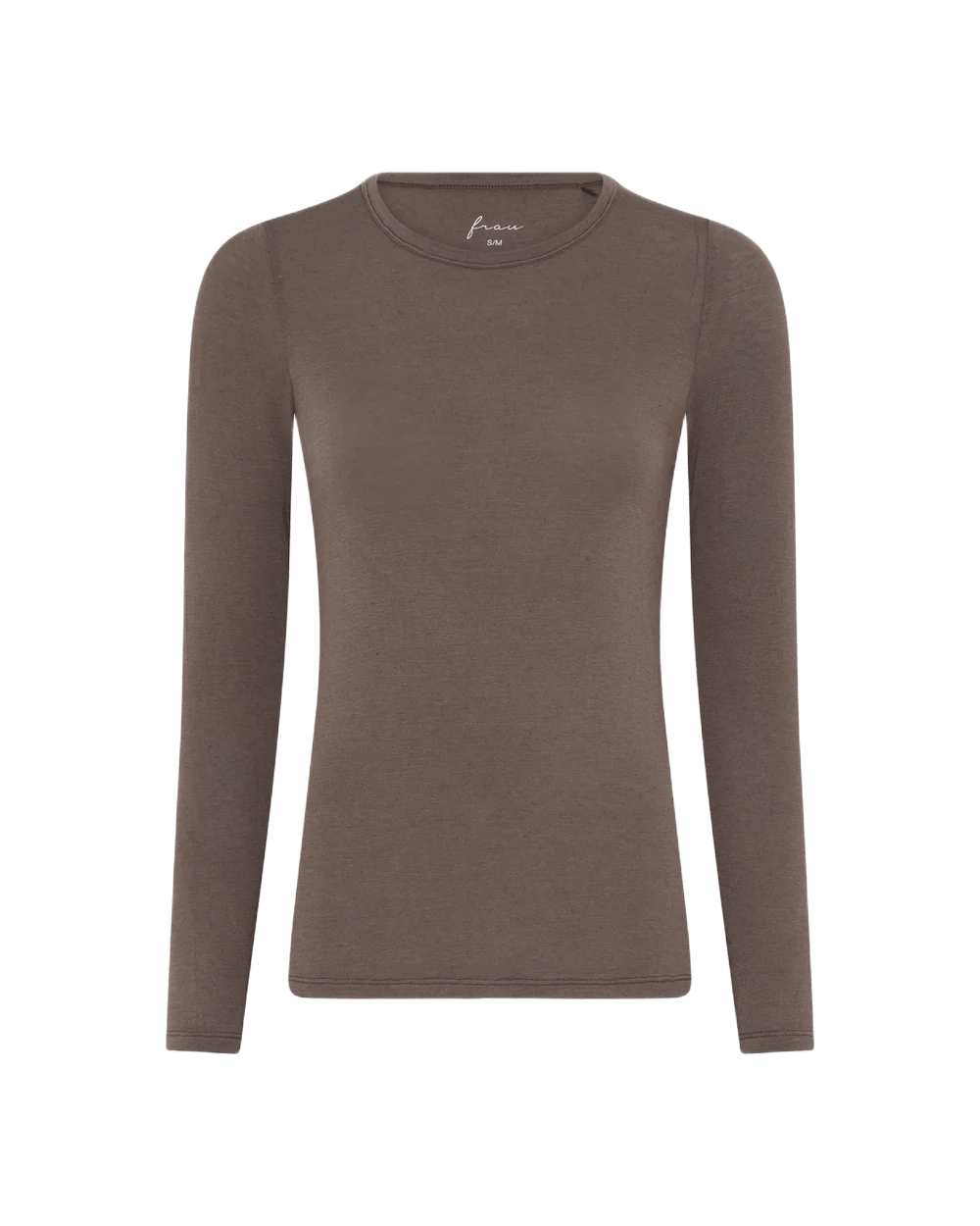 Langærmet top fra Frau i farven Coffee Qurtz. Toppen er i cashmere