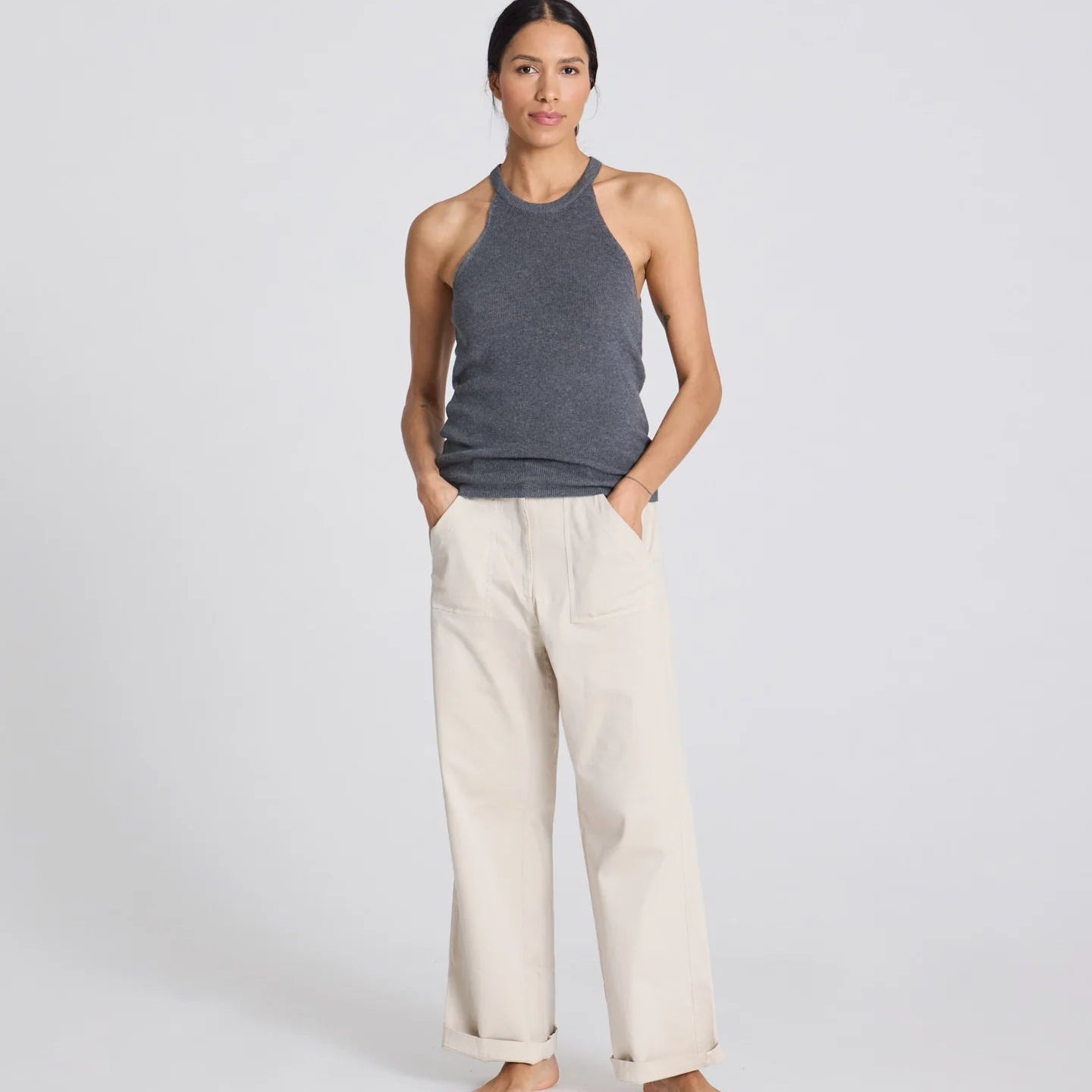 Lulu Knit Top - Øko Bomuld - Dark Grey