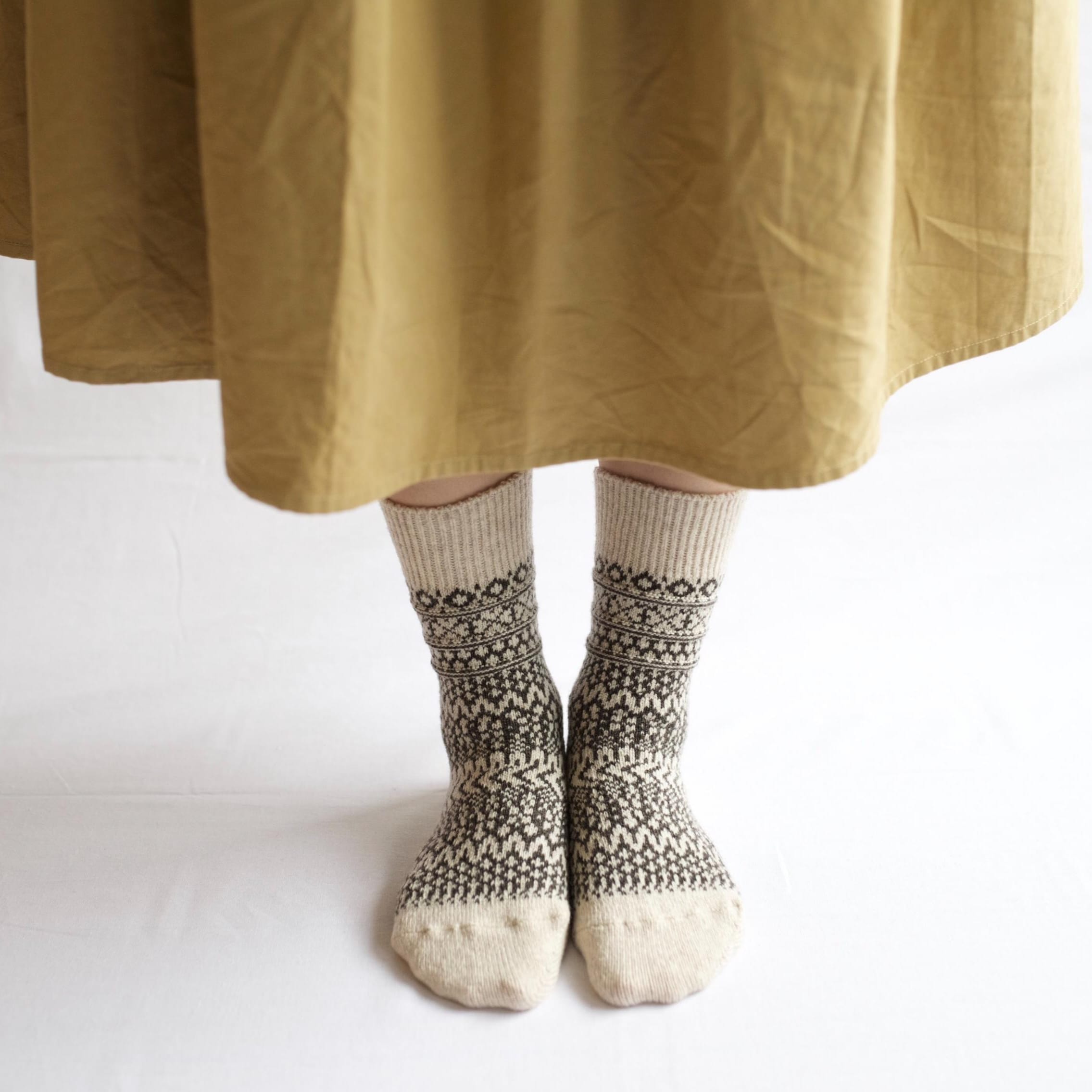 OSLO Sokker Jacquard - Uld - Oatmeal (NK0101)