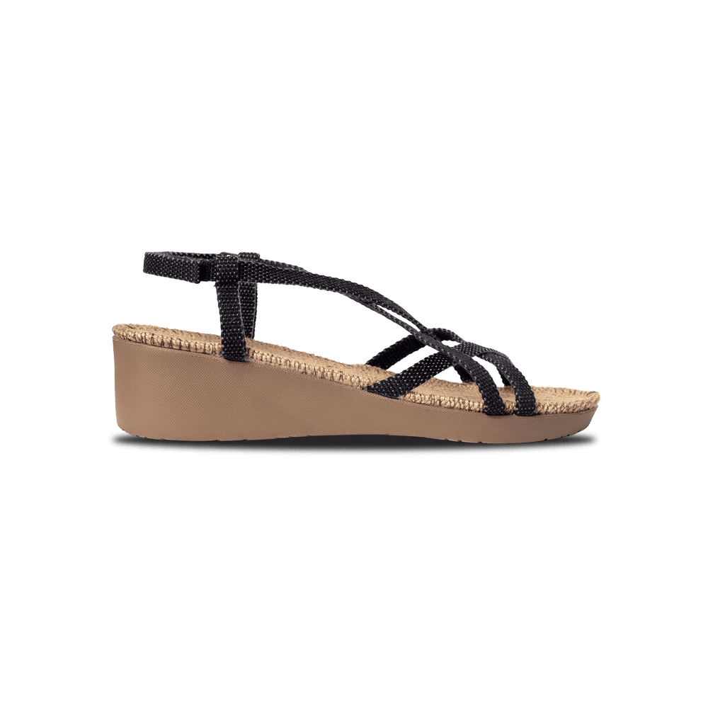 Den feminine mørkeblå sandal med kilehæl Shangies woman