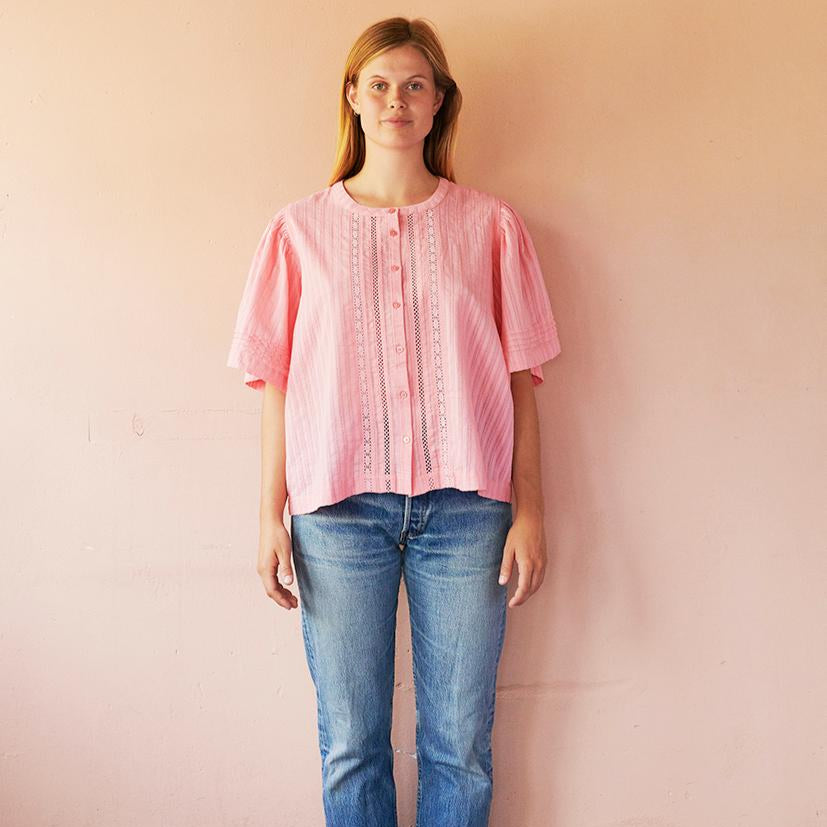 Laura Butterfly Skjorte - Øko Bomuld - Flamingo