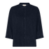 Seoul skjorten fra FRAU i dark blue denim er en mørkeblå skjorte med tre kvart ærmer, kinakrave og knapper hele vejen ned.