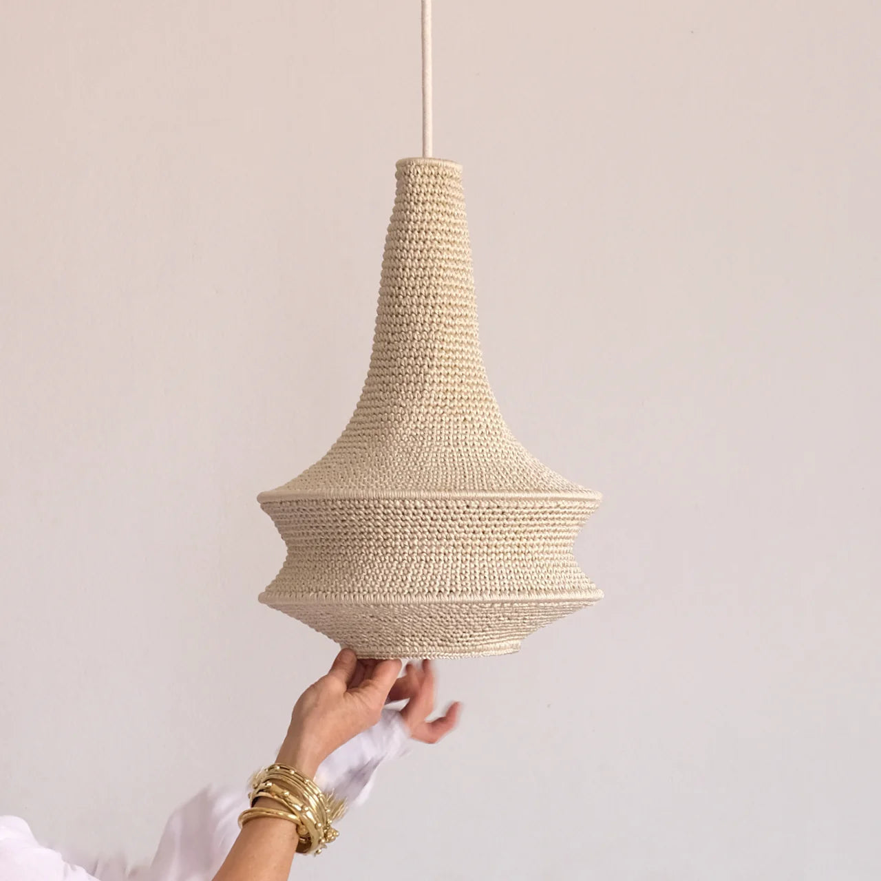 Small Joosh Hæklet Loftslampe - Beige