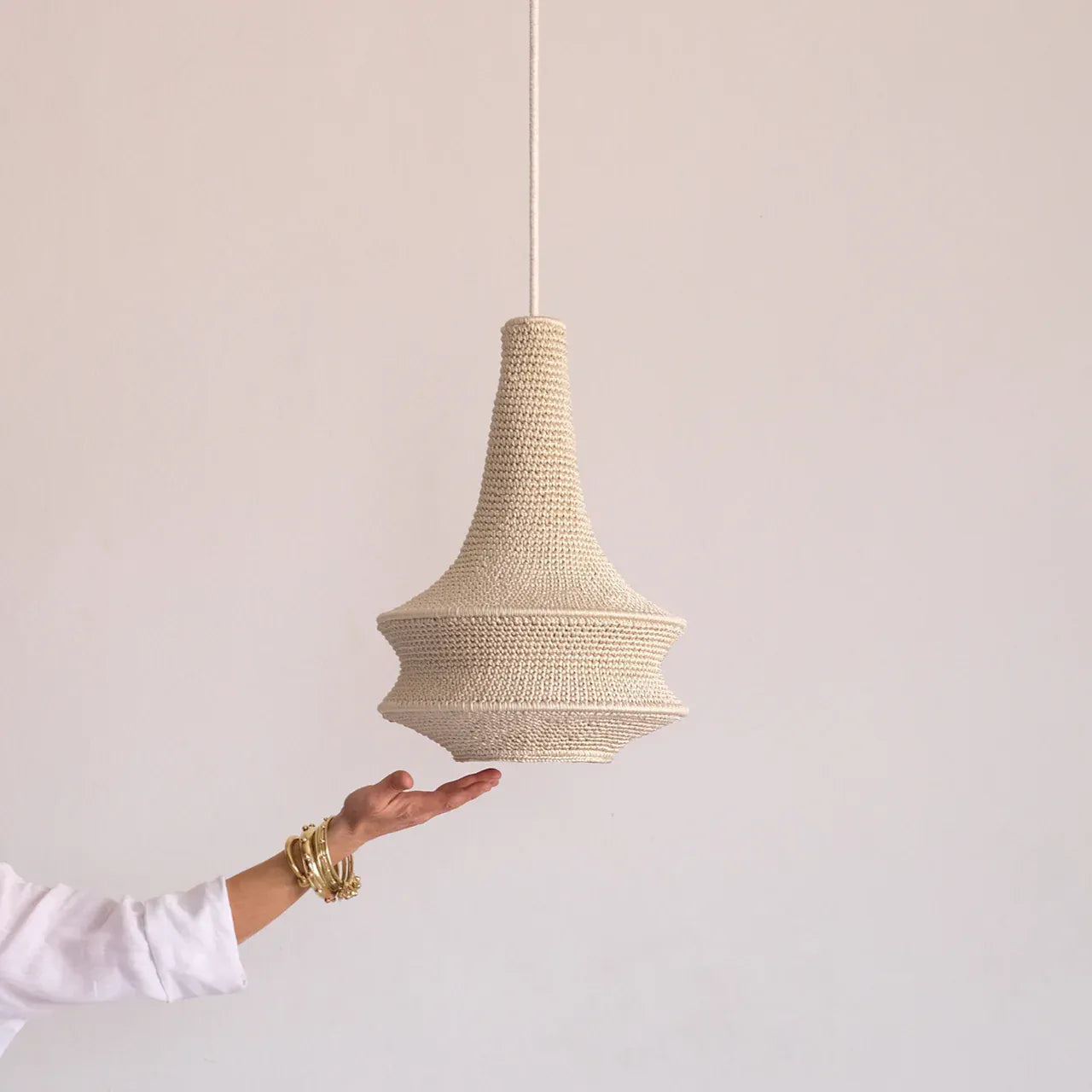 Small Joosh Hæklet Loftslampe - Beige