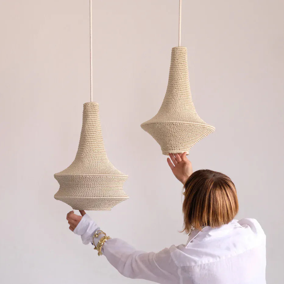 Small Wahad Hæklet Loftslampe - Beige