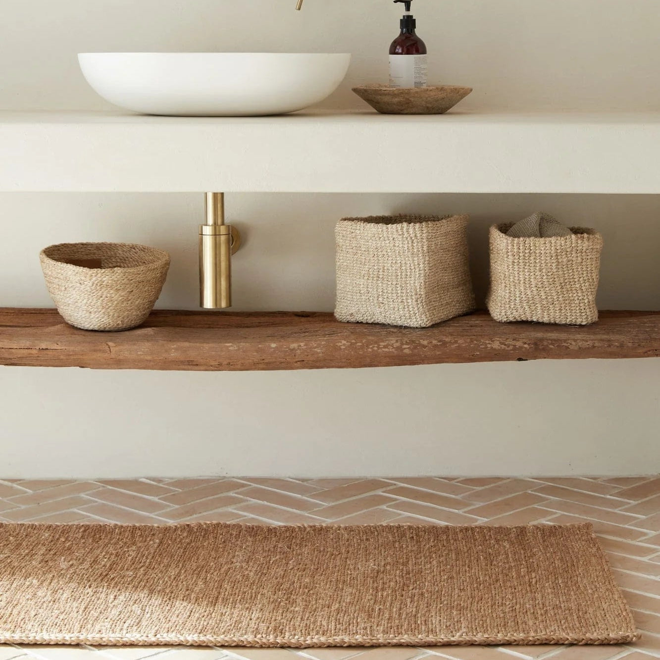 Lille Sona Duo Firkantet Kurv - Jute - Natural