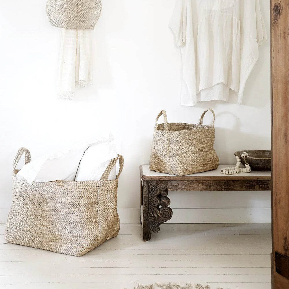 Firkantet Stor Kurv - Jute - Natural