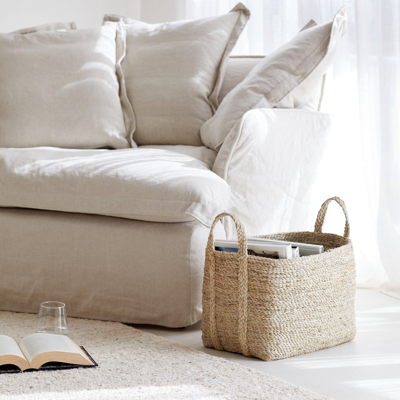 Firkantet Kurv - Jute - Natural