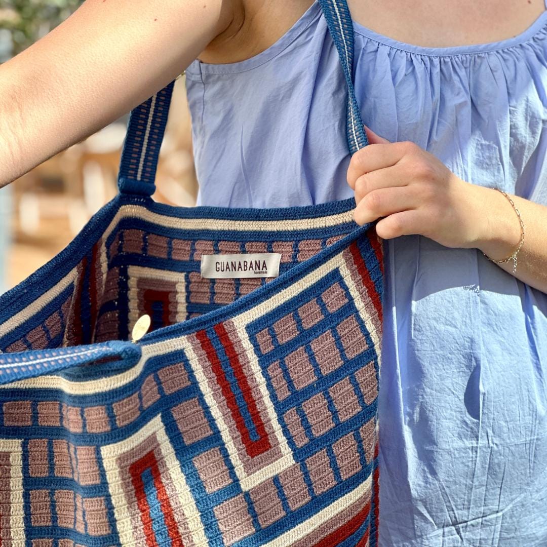 Tote Bag - DOLPHIN - Denim Blue & Lilac