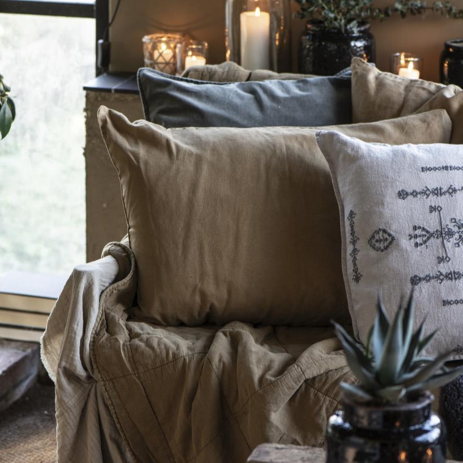 stenvasket hør pude fra ib laursen i farven &