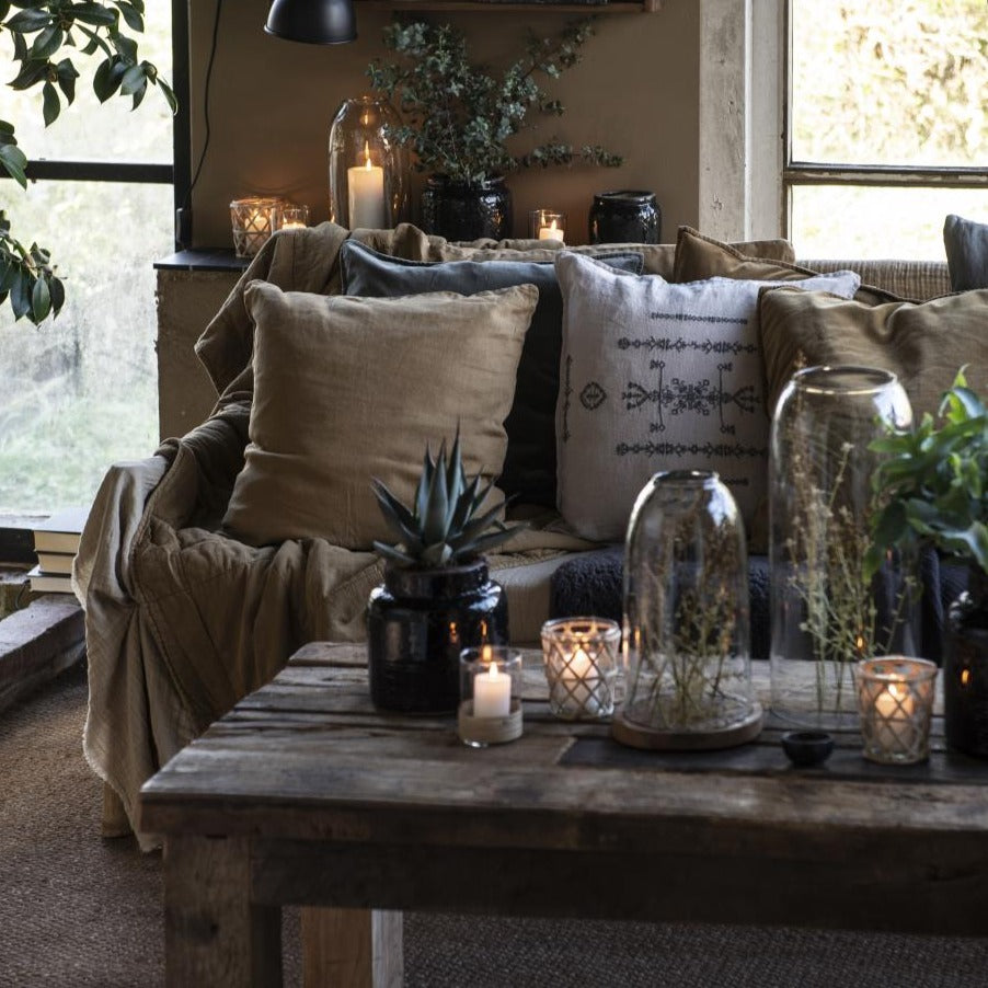 stenvasket bomuldsvelour pude i farven &