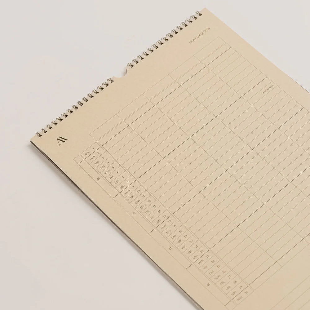 Atelier Aarhus vægkalender 2026 med spiralryg