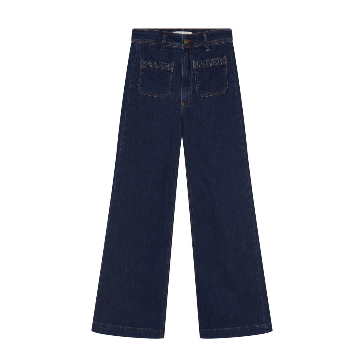 Giulietta jeans med høj talje og frontlommer i Blue Denim fra Maison Hotel
