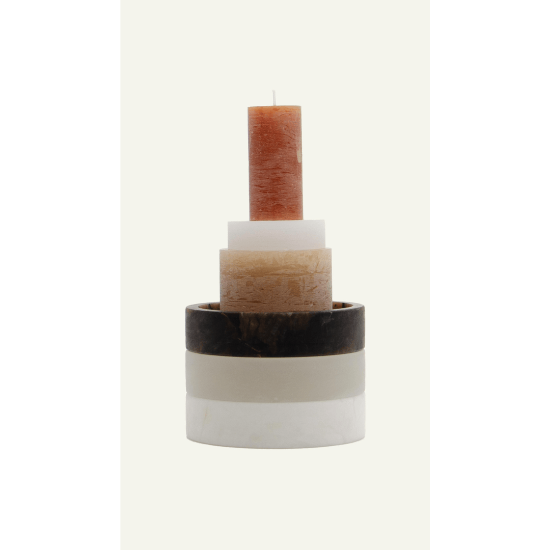 CANDL STACK, Large Holder Alabaster - Brown