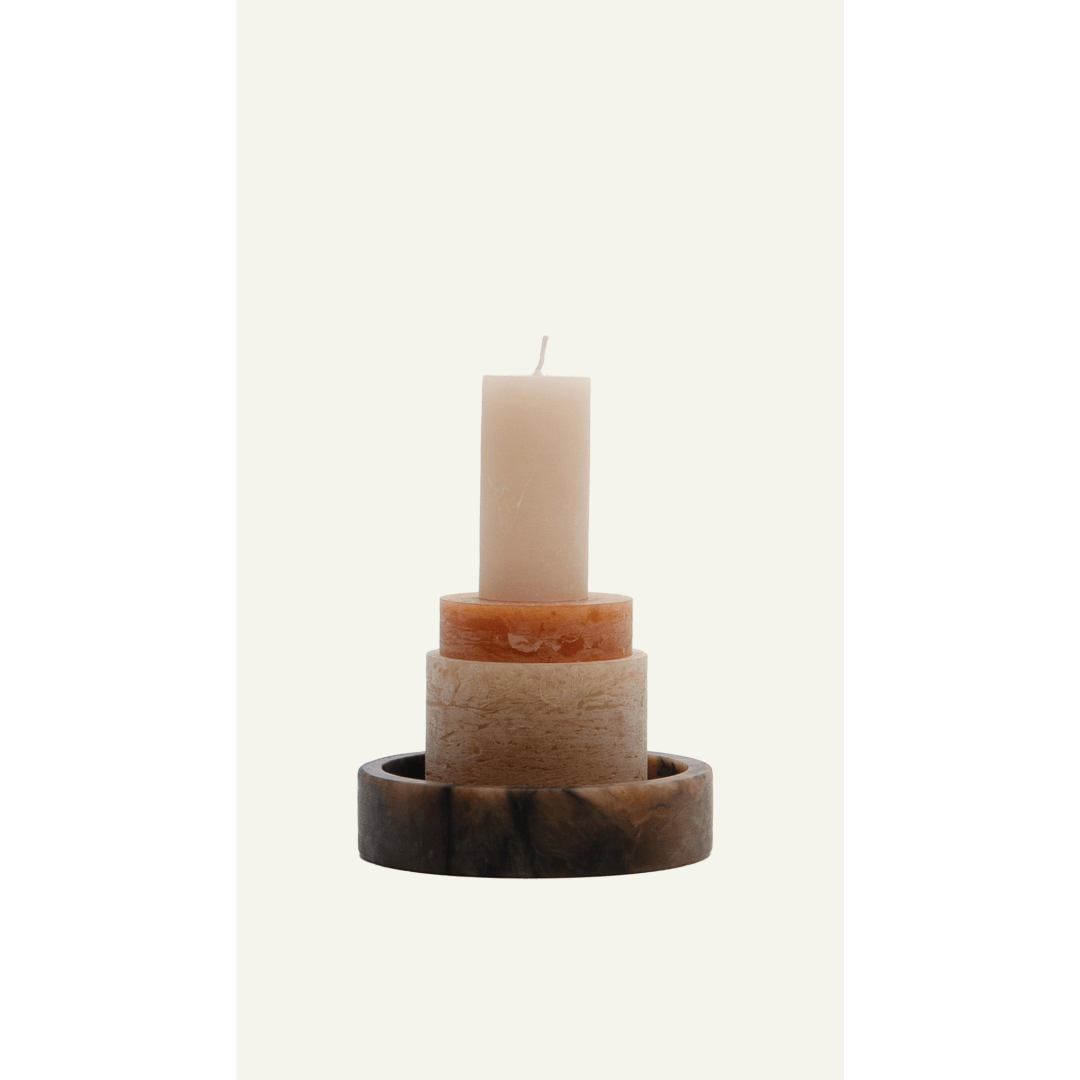 CANDL STACK, Large Holder Alabaster - Brown