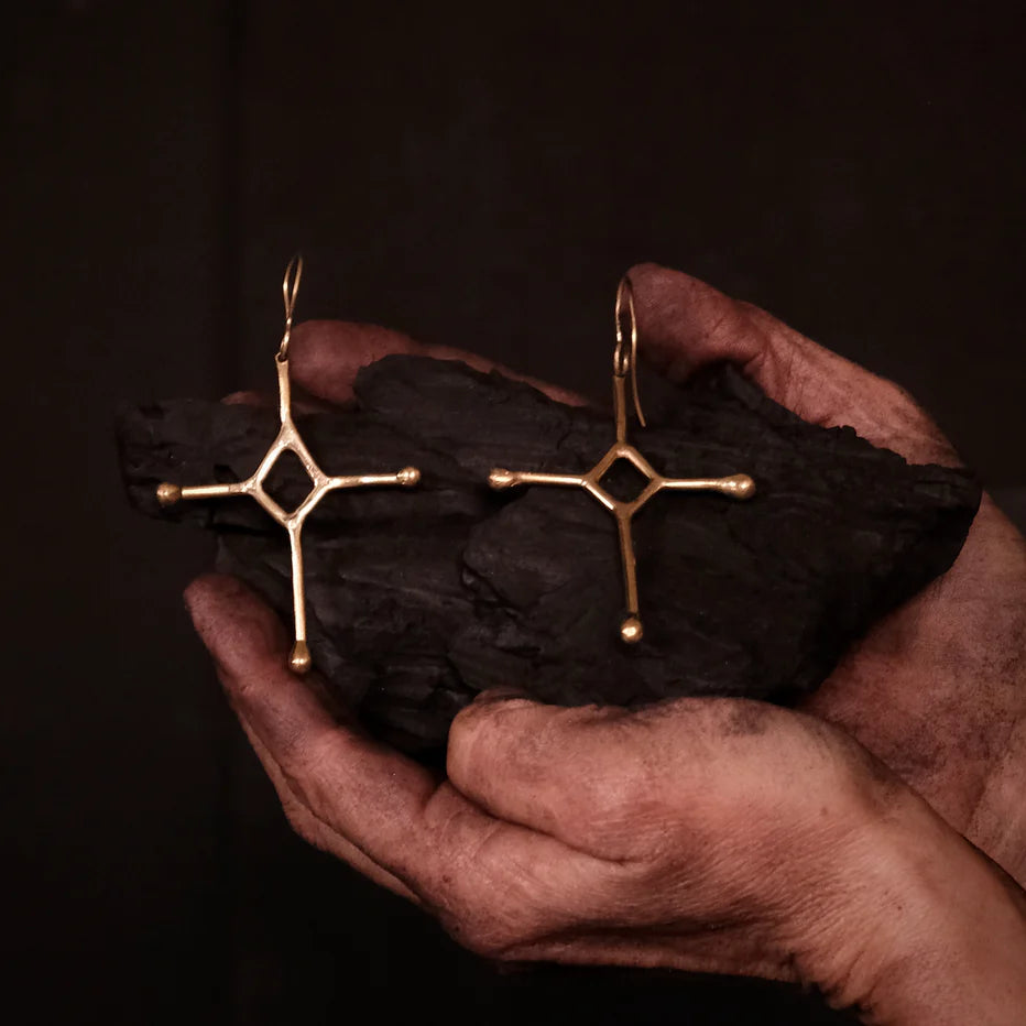 Amazigh Cross Øreringe - Messing