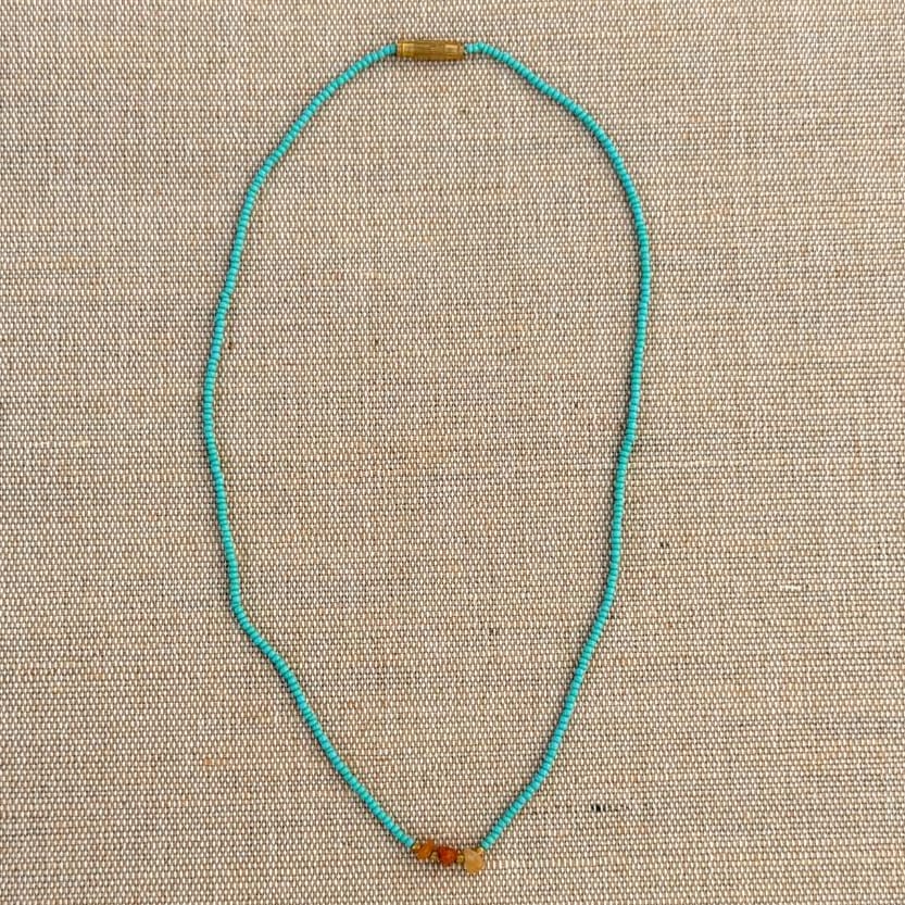 NURI Perlehalskæde m. Carneol - Turquoise