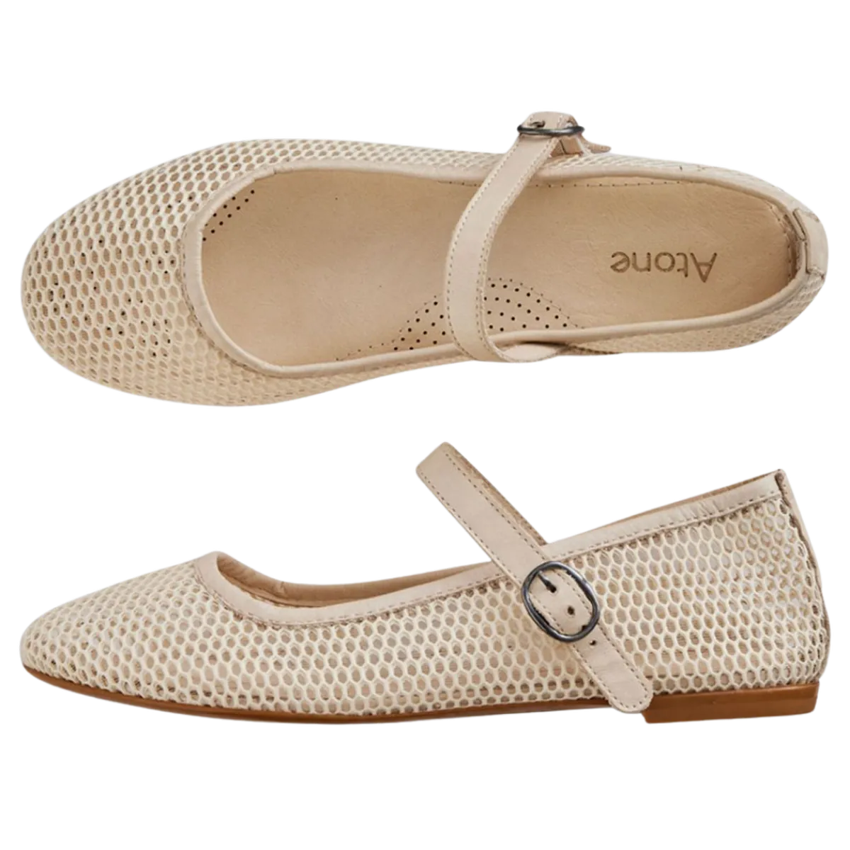 Off White mesh ballerina fra Atone Cph med støtte i sålen