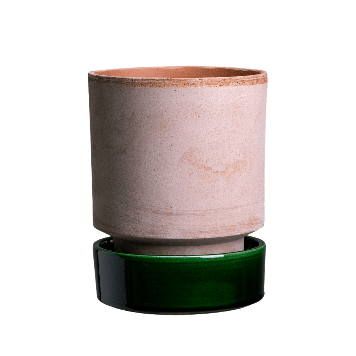 Bergs potte hoff saucer/underskål i glasseret. Den er i farven emerald green, som er en grøn farve