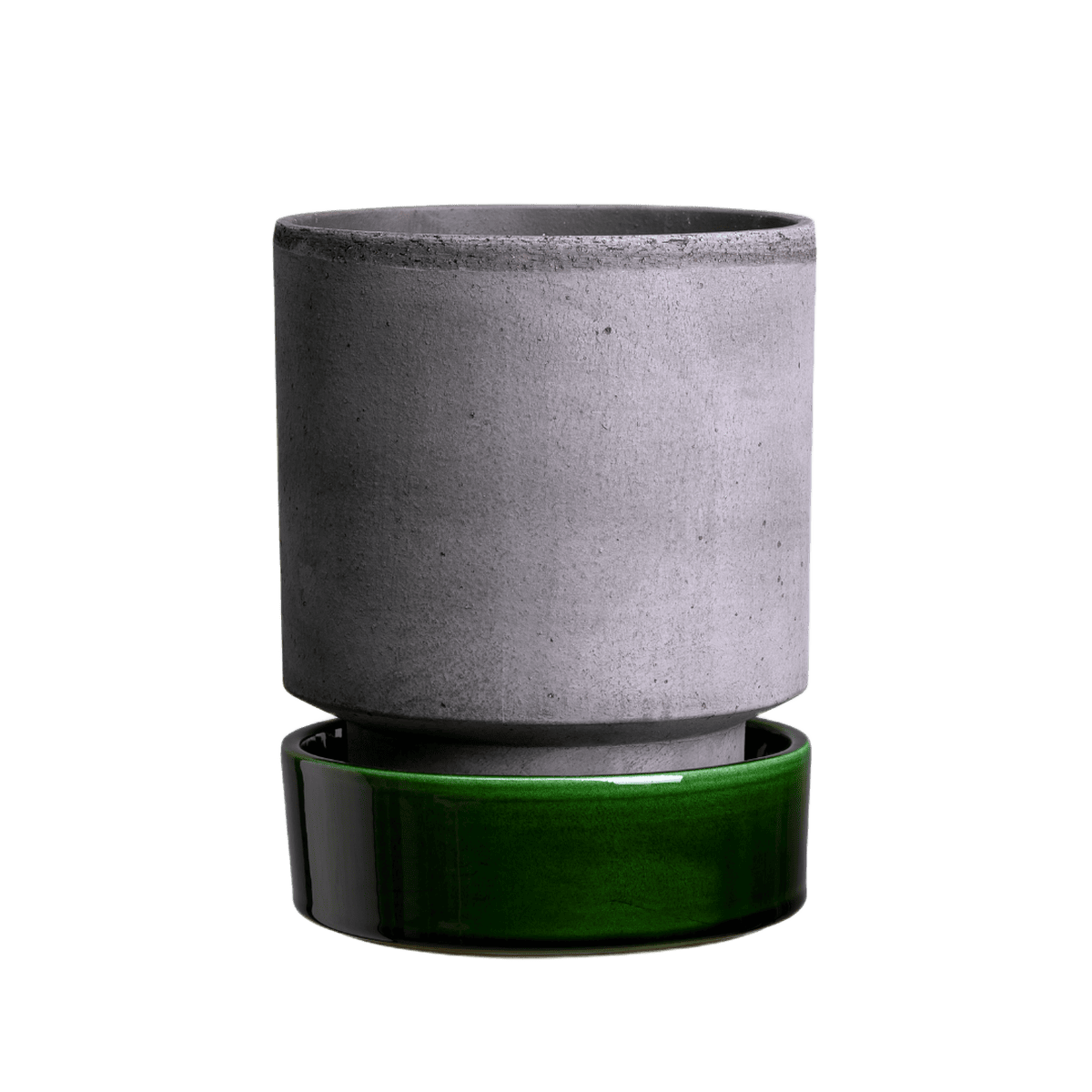 Bergs potte hoff saucer/underskål i glasseret. Den er i farven emerald green, som er en grøn farve - sammensat med en grå potte