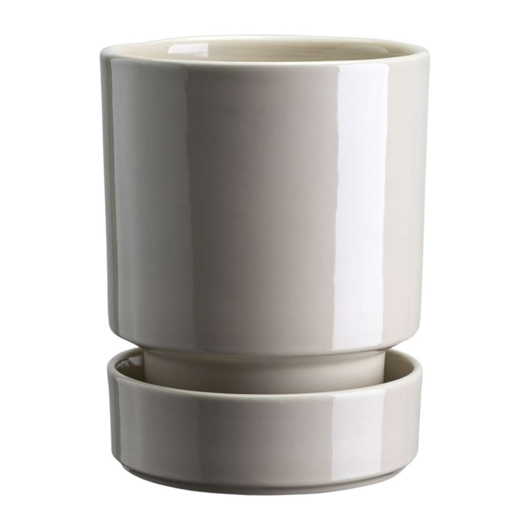The Hoff Pot & Saucer - Glaseret Sæt - Sandstone
