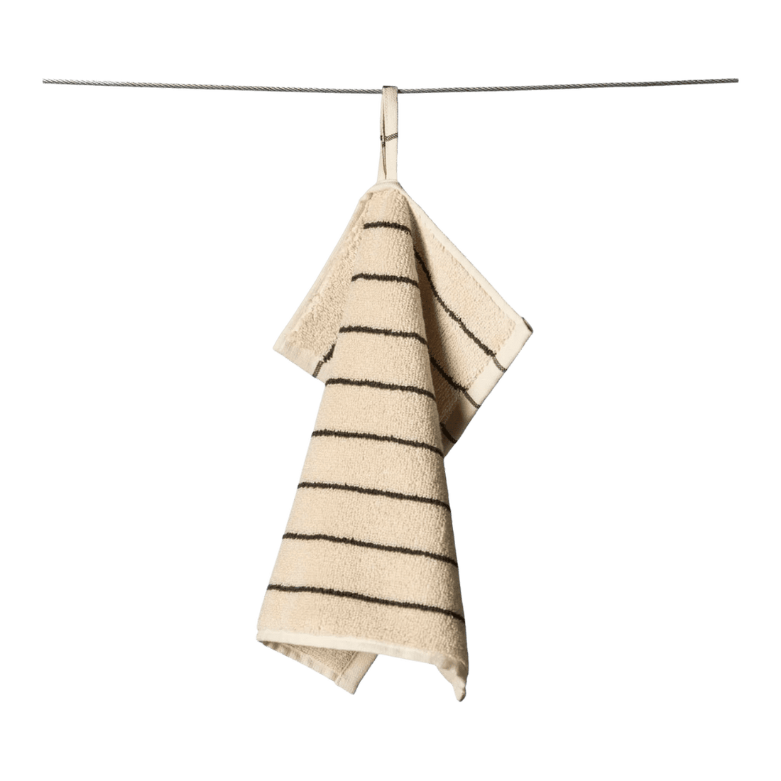 Offwhite/hvid vaskeklud fra Bongusta med sorte/mørkeblå striber