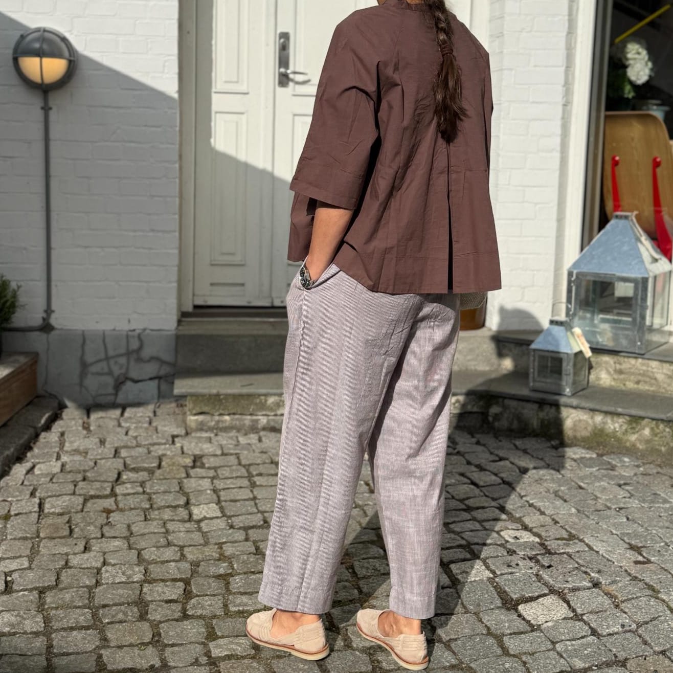 Copenhagen Bukser - Øko Bomuld - Coffee Quartz Stripe