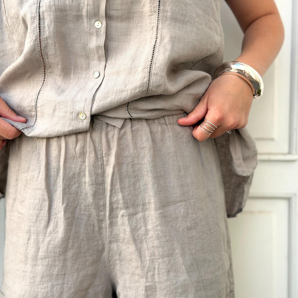 Melbourne Deco Shorts - Hør - Dove