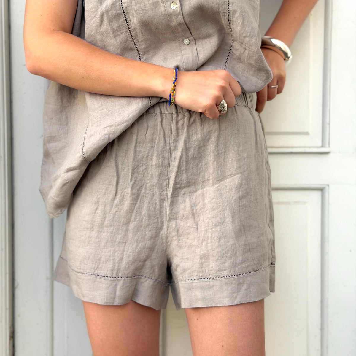 Melbourne Deco Shorts - Hør - Dove