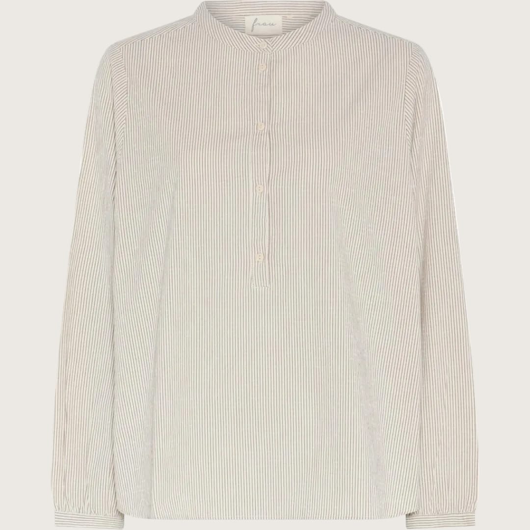FRAU madrid skjorte i off white med brune tynde striber - limited edition