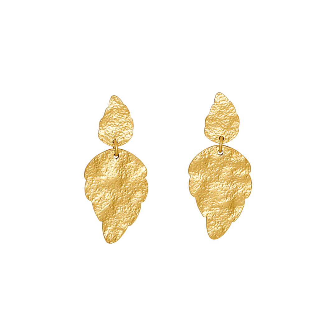 Guld blad formet øreringe fra FRAU