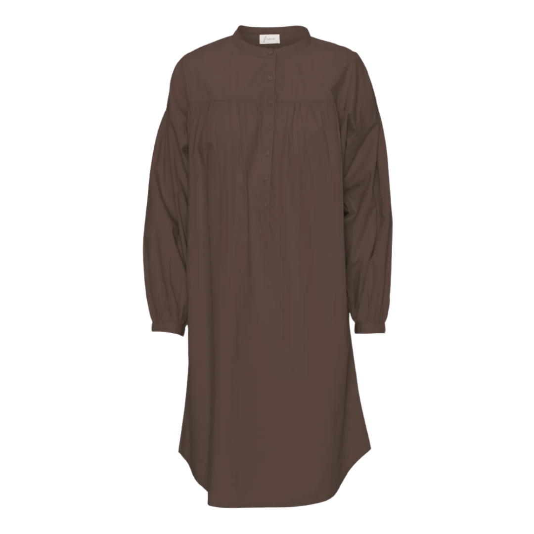 Paris Skjortekjole - Øko Bomuld - Coffee Quartz Brown